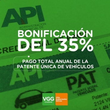 LA MUNICIPALIDAD TE AYUDA A OBTENER LA BONIFICACIÓN DEL 35% POR EL PAGO TOTAL ANUAL DE LA PATENTE ÚNICA DE VEHÍCULOS