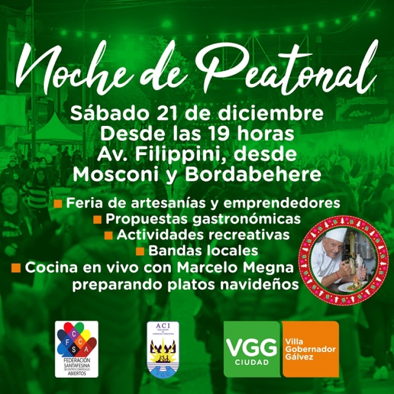 ESTE SÁBADO 21 DE DICIEMBRE HABRÁ “NOCHE DE PEATONAL” EN AVENIDA FILIPPINI